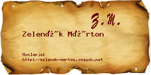 Zelenák Márton névjegykártya